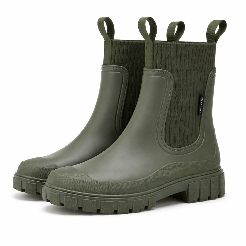 Taupe Rain Boots with Chunky Sole Waterproof