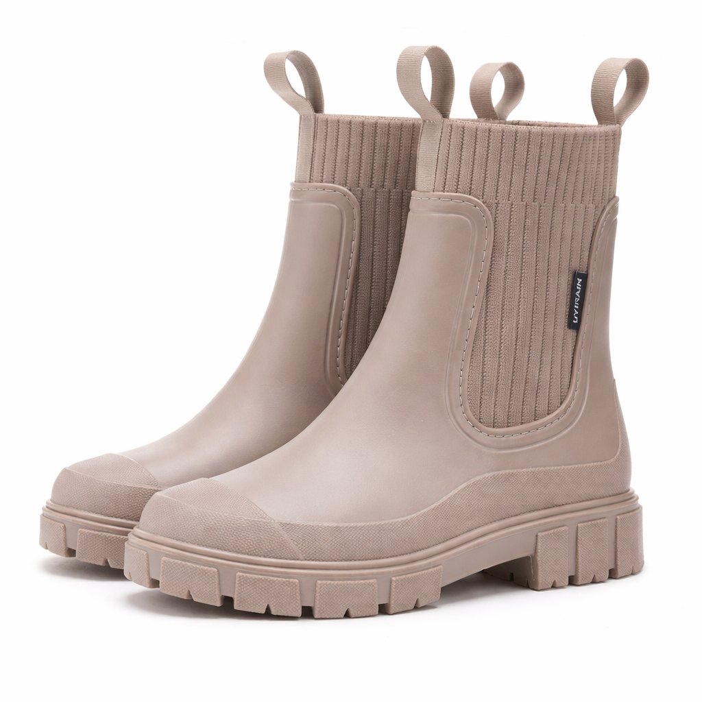 Taupe Rain Boots with Chunky Sole Waterproof