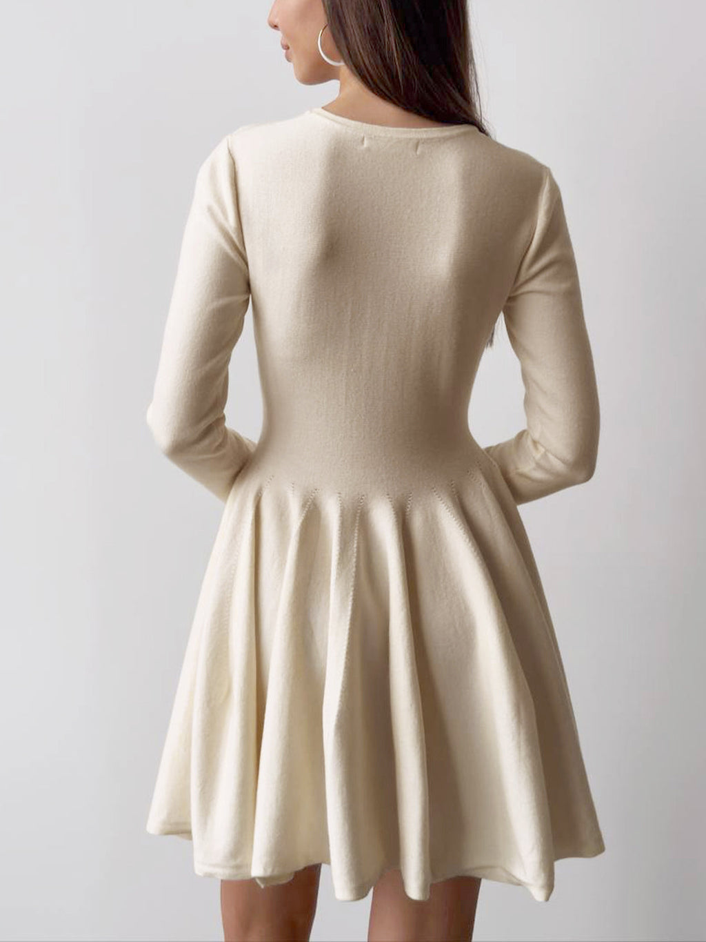 Black A-Line Skater Dress with Long Sleeves