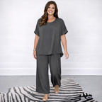 Women's Two-Piece Lounge Set with Top and Wide Leg Pants Comfortable