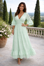 Lichtroze Maxi Jurk Dames Luchtige Zomerjurk met Broderie