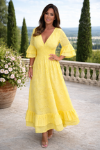 Lichtroze Maxi Jurk Dames Luchtige Zomerjurk met Broderie