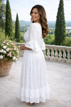 Lichtroze Maxi Jurk Dames Luchtige Zomerjurk met Broderie