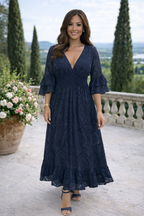 Lichtroze Maxi Jurk Dames Luchtige Zomerjurk met Broderie