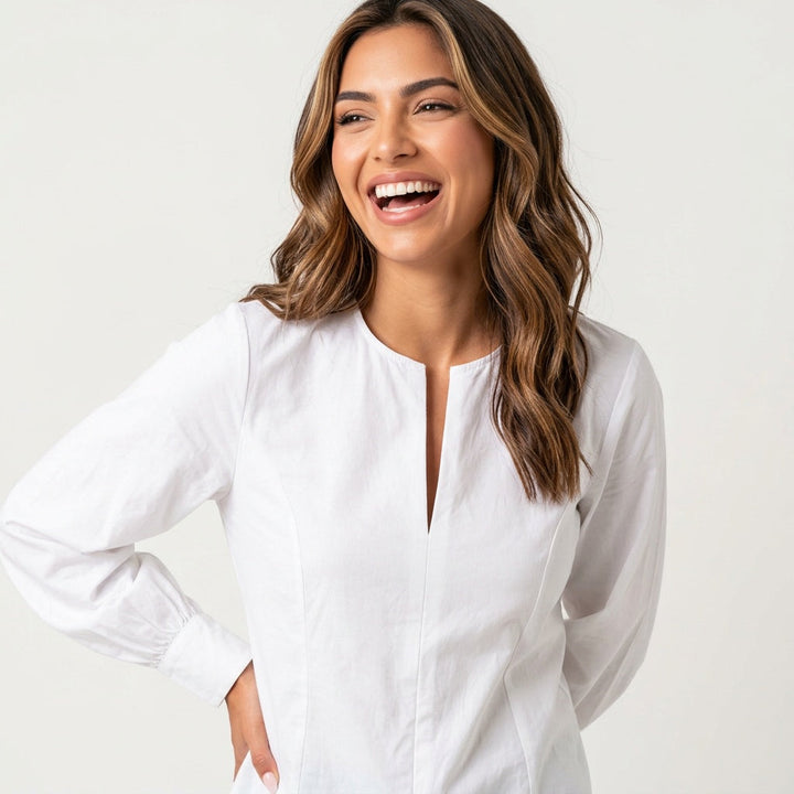 Dames Blouse met Lange Mouwen en Verborgen Ritssluiting