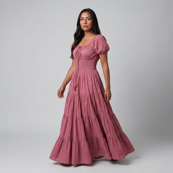 Dames Maxi Jurk Dusty Rose Bohemian Lange Jurk