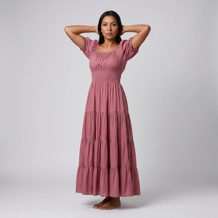 Dames Maxi Jurk Dusty Rose Bohemian Lange Jurk