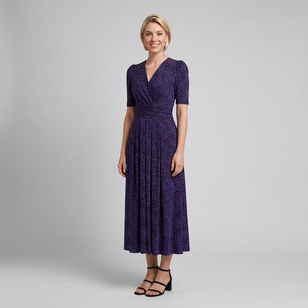 Dames Wikkeljurk Midi met Dierenprint Elegante Getailleerde