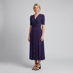 Women's Wrap Dress Midi with Animal Print Elegant Fitted