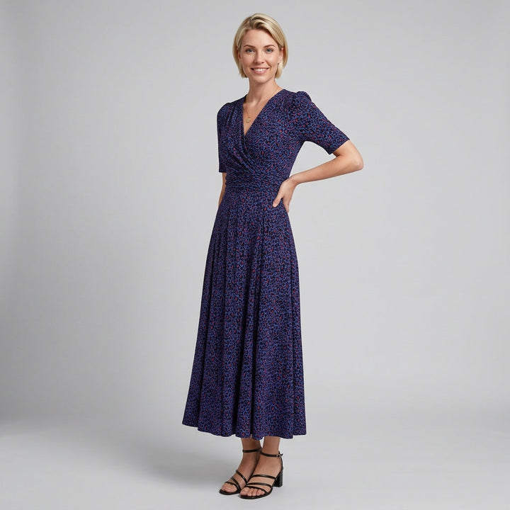 Dames Wikkeljurk Midi met Dierenprint Elegante Getailleerde