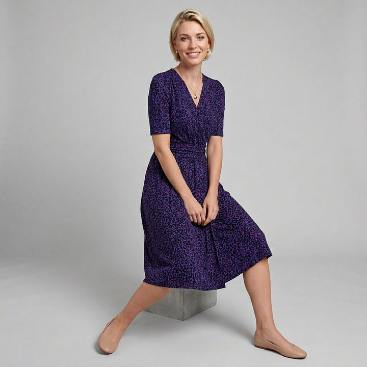 Dames Wikkeljurk Midi met Dierenprint Elegante Getailleerde