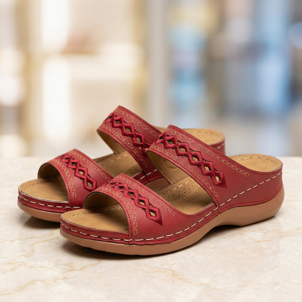 Bruine Instapsandalen Dames Sandalen met Sleehak