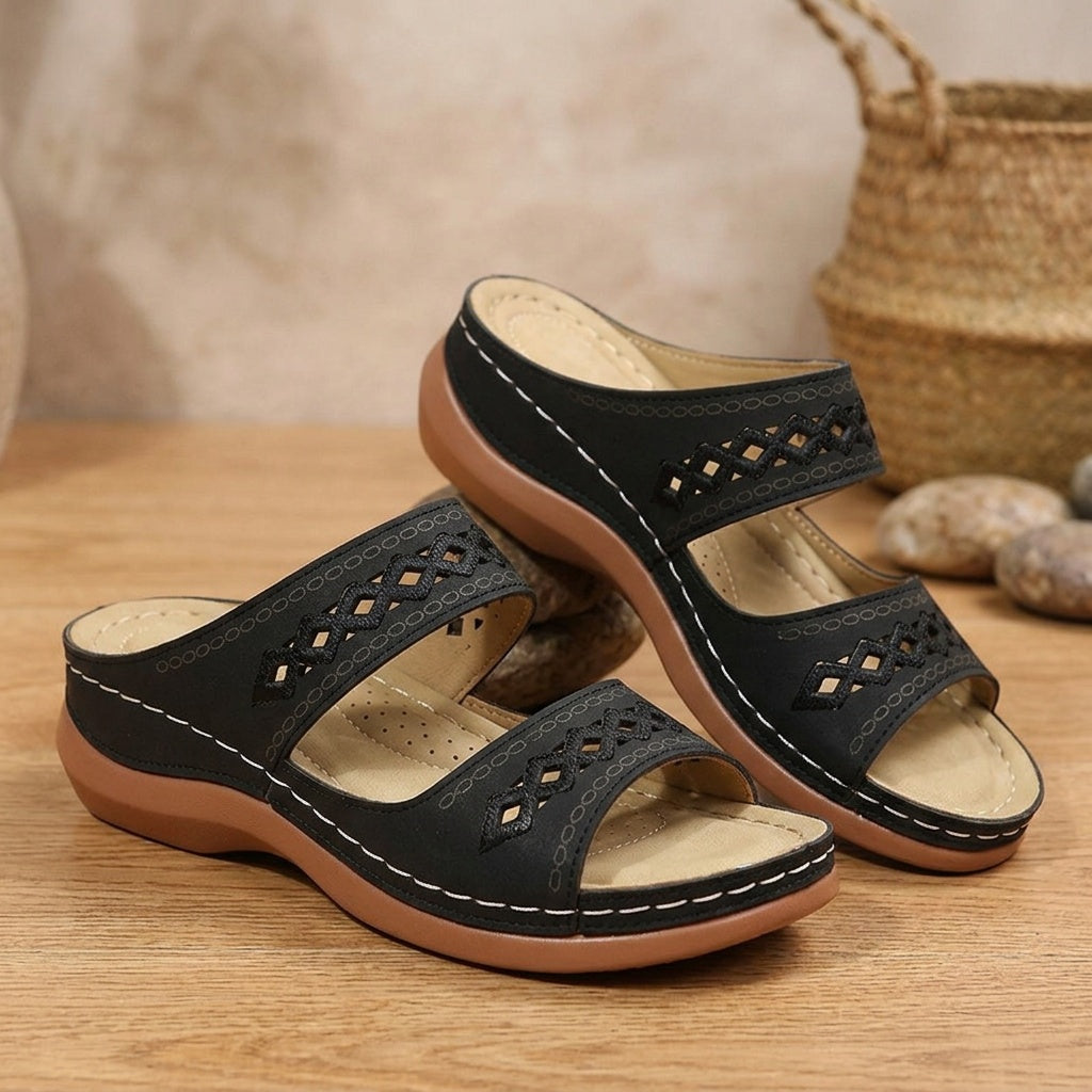 Bruine Instapsandalen Dames Sandalen met Sleehak