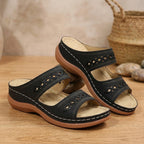 Brown Slip-on Wedge Sandals for Women