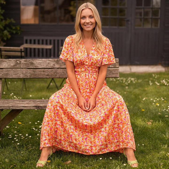 Dames Maxi Jurk met Bloemenprint en V-Hals