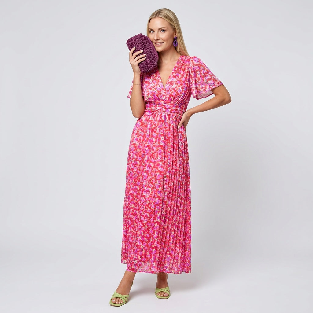 Dames Maxi Jurk met Bloemenprint en V-Hals
