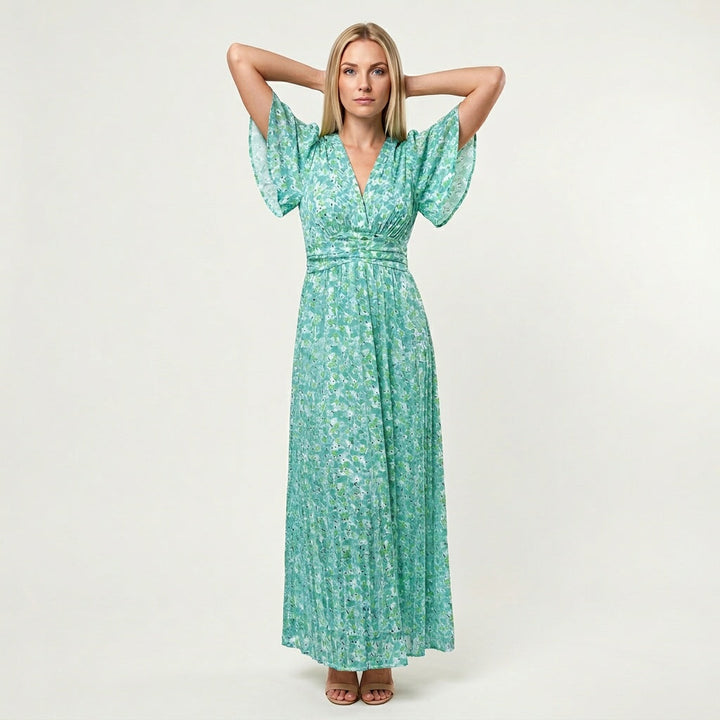 Dames Maxi Jurk met Bloemenprint en V-Hals