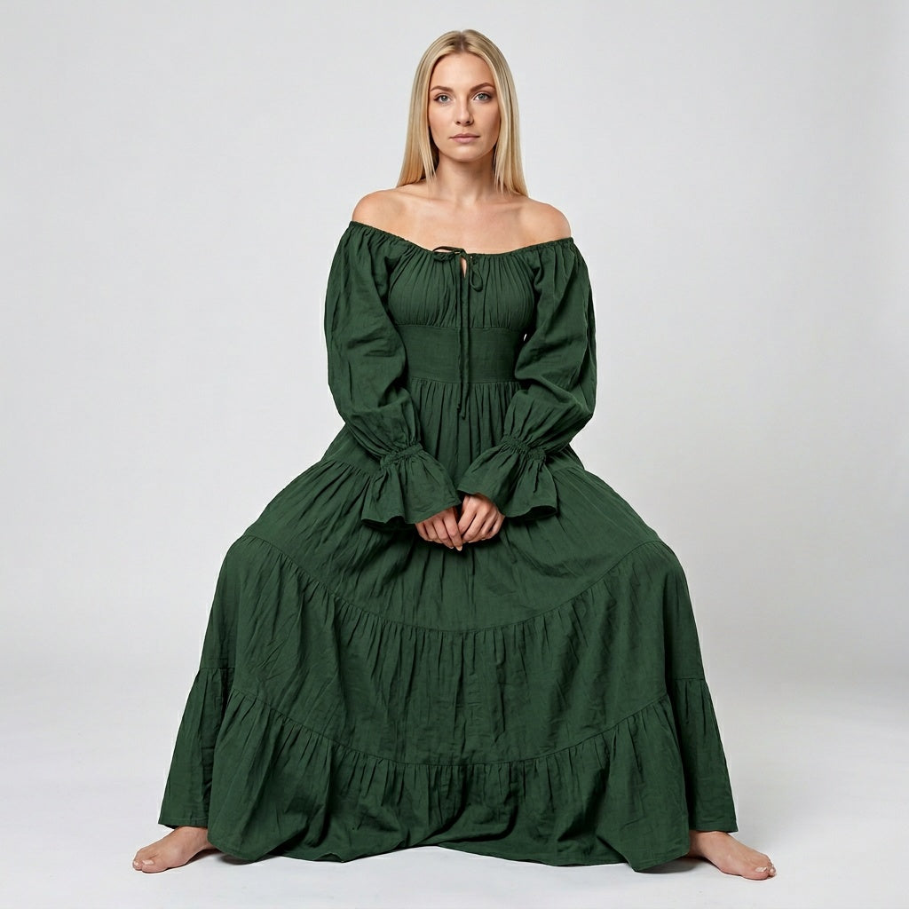 Dames Maxi Jurk Groen Bohemian Lange Jurk met