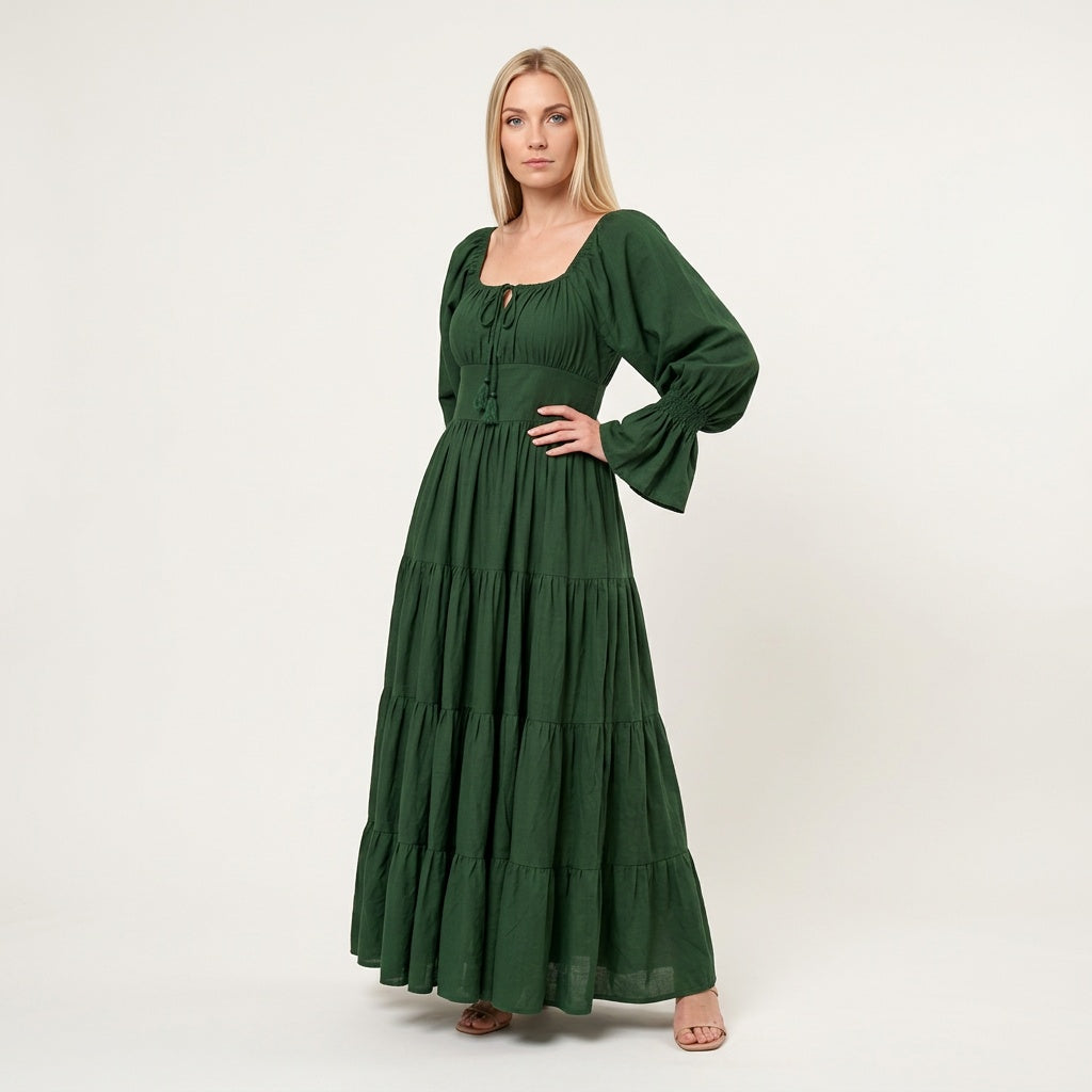 Dames Maxi Jurk Groen Bohemian Lange Jurk met