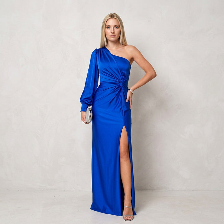 Zwarte One-Shoulder Avondjurk met Split
