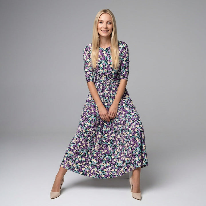Dames Maxi Jurk met Bloemenprint A-lijn Jurk met Lange Mouwen