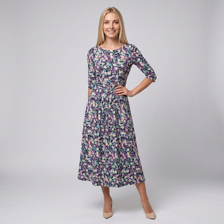 Dames Maxi Jurk met Bloemenprint A-lijn Jurk met Lange Mouwen