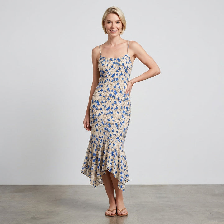 Dames Midi Jurk met Bloemenprint en Spaghettibandjes