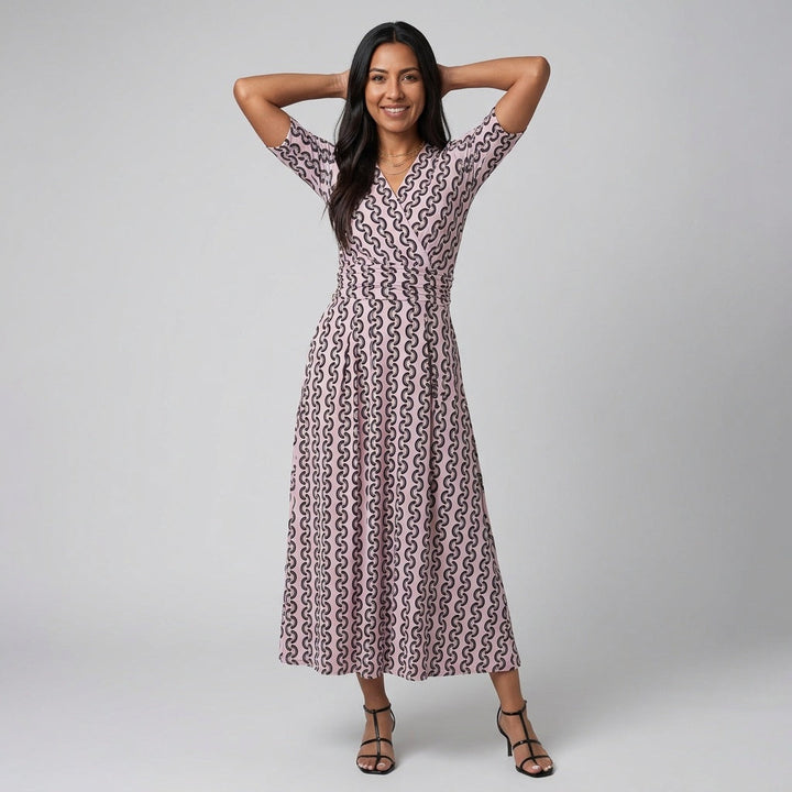 Dames Maxi Wikkeljurk met Print Elegante Jurk met V-hals
