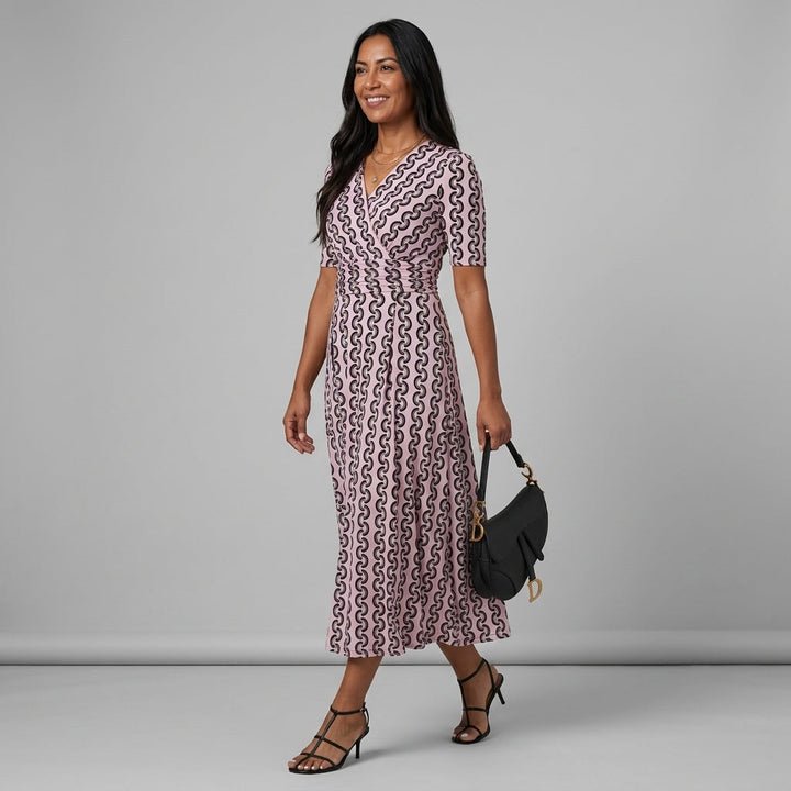 Dames Maxi Wikkeljurk met Print Elegante Jurk met V-hals
