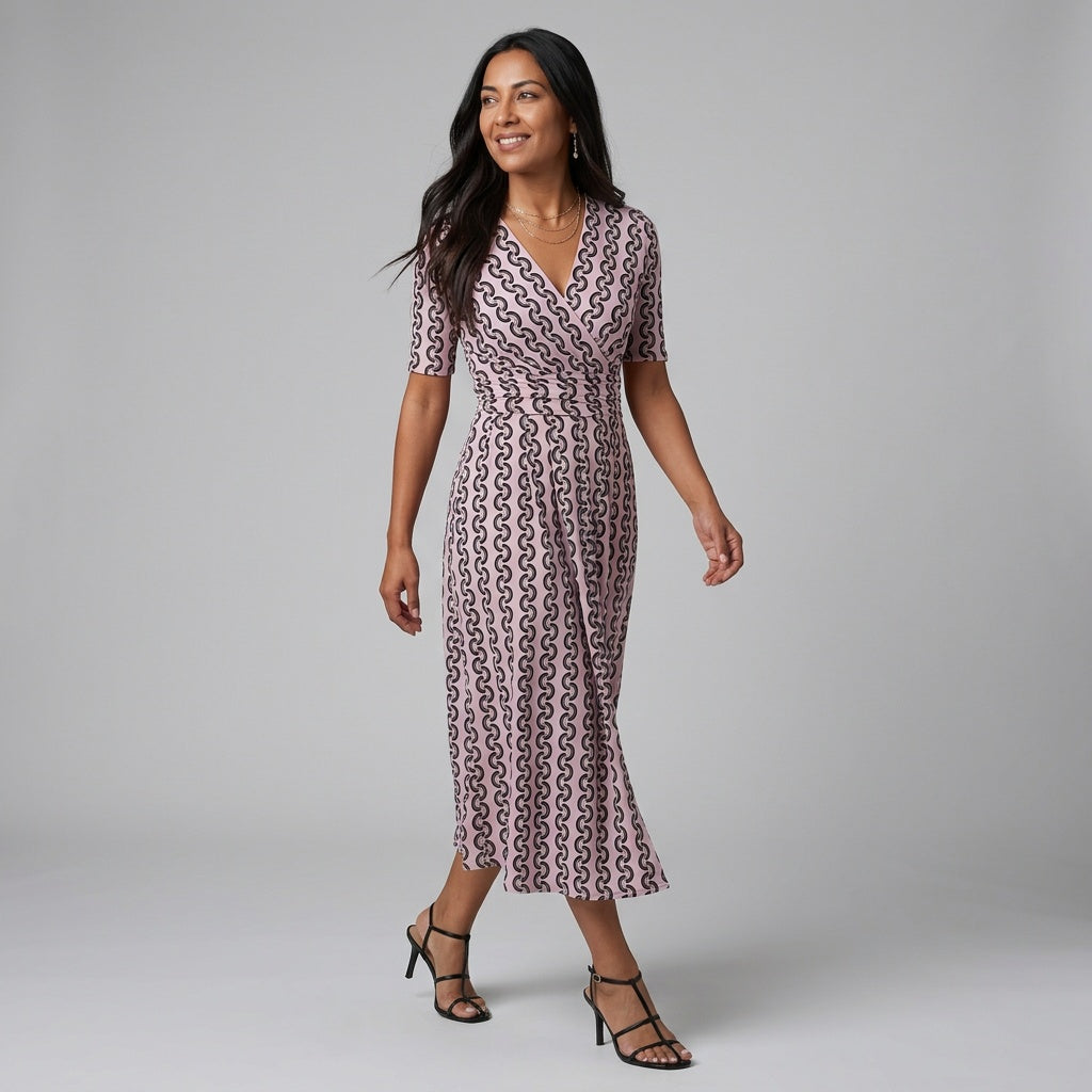 Dames Maxi Wikkeljurk met Print Elegante Jurk met V-hals