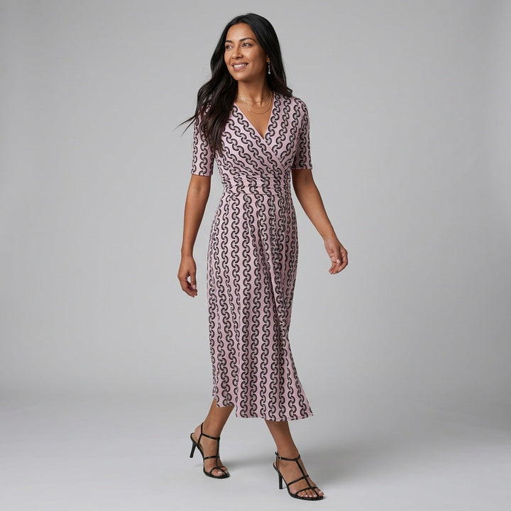 Dames Maxi Wikkeljurk met Print Elegante Jurk met V-hals