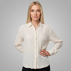 Ladies' Blouse with Wrinkle-Free Texture and Long Sleeves