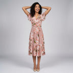 Women's Floral Print V-Neck Midi Dress