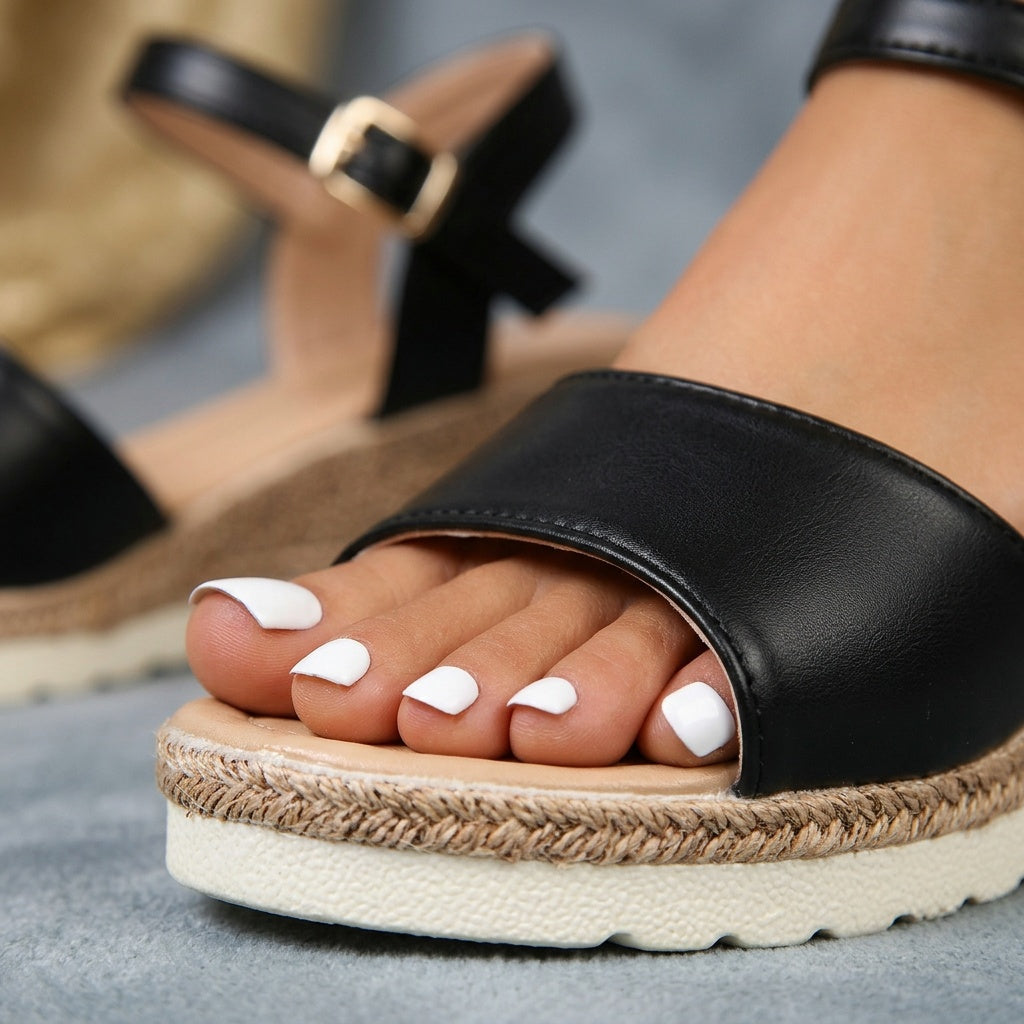 Beige Espadrille Sandalen met Sleehak Dames Sandalen met