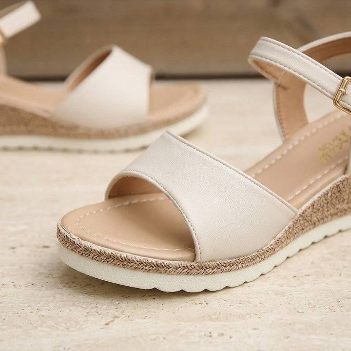 Beige Espadrille Sandalen met Sleehak Dames Sandalen met