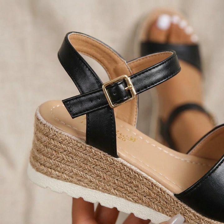 Beige Espadrille Sandalen met Sleehak Dames Sandalen met