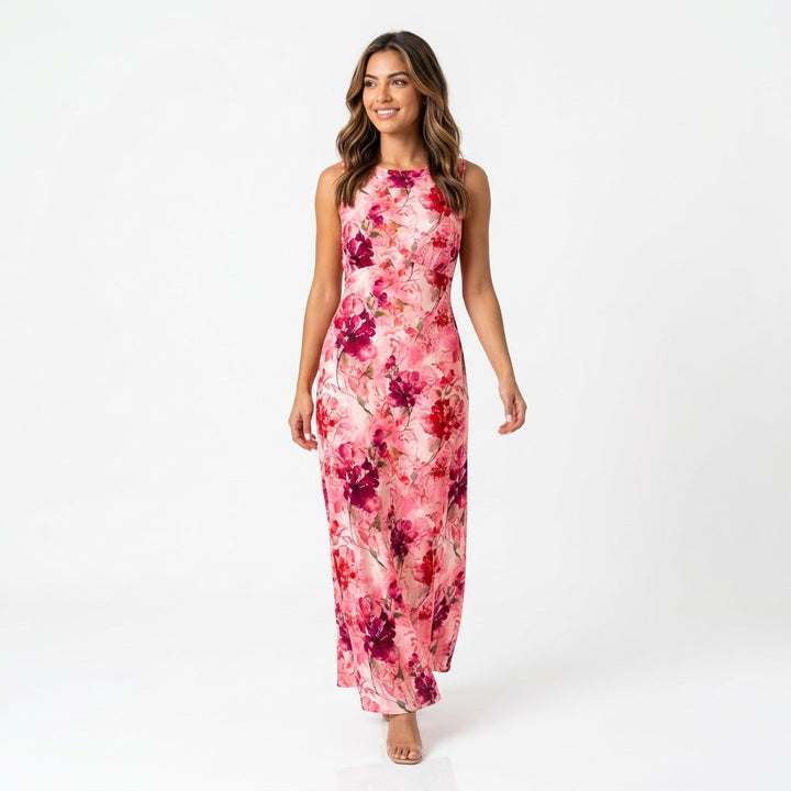 Dames Midi Jurk met Bloemenprint en Schouderbandjes