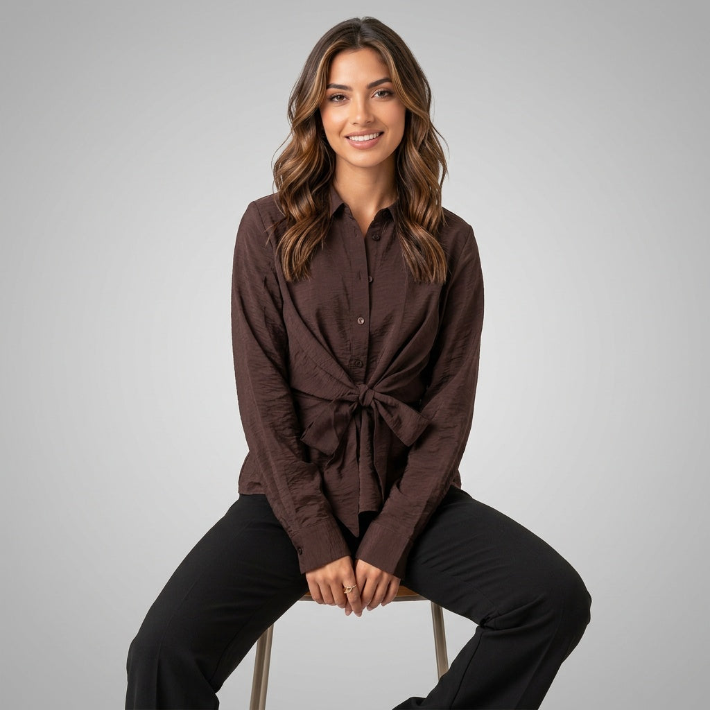 Elegante Dames Blouse met Strikceintuur