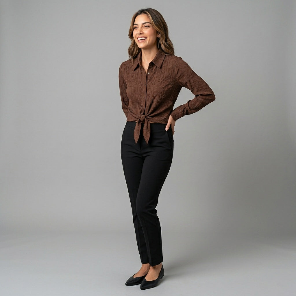 Elegante Dames Blouse met Strikceintuur