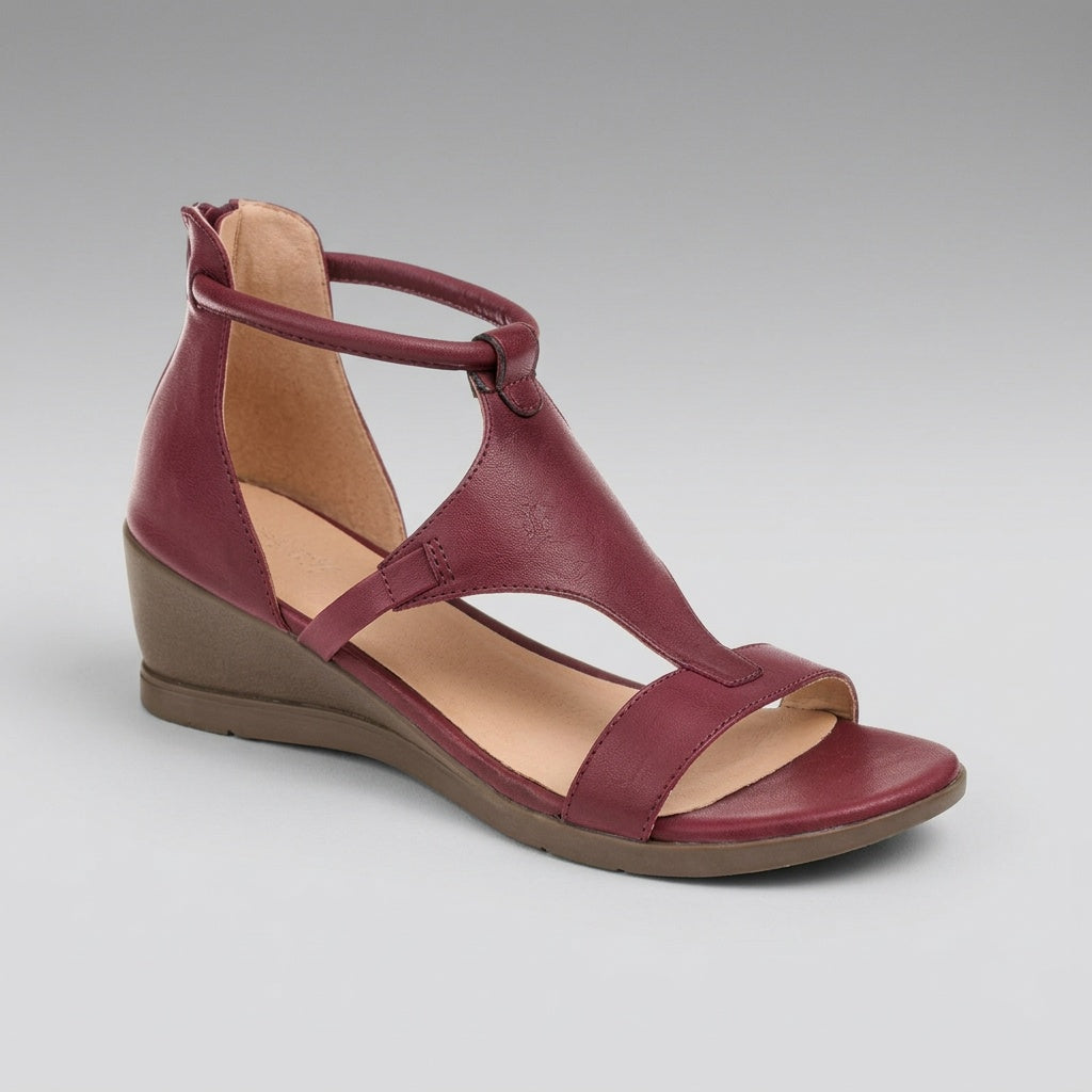 Black T-strap Espadrille Wedge Sandals Comfortable