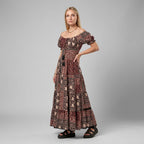 Ladies Bohemian Maxi Dress Patchwork Long Dress with