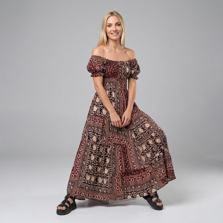 Dames Bohemian Maxi Jurk Patchwork Lange Jurk met