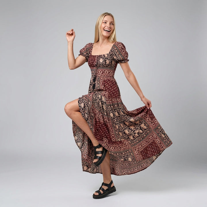 Dames Bohemian Maxi Jurk Patchwork Lange Jurk met