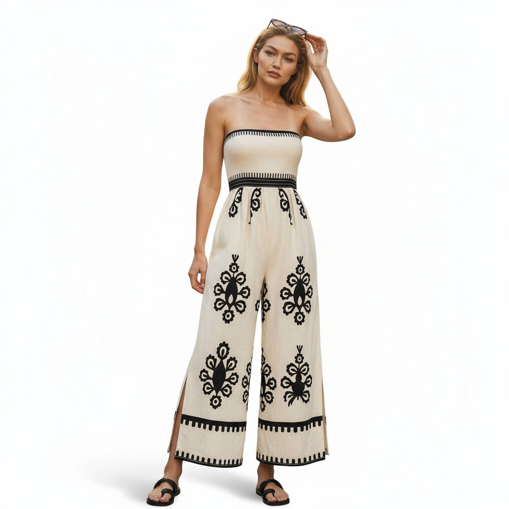 Zomer Jumpsuit met Elastische Band en Zijsplit