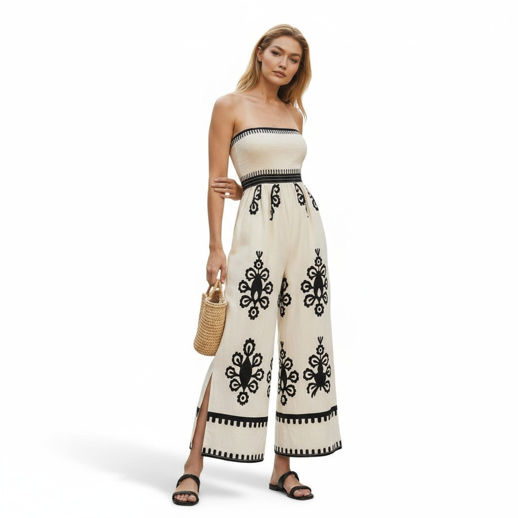 Zomer Jumpsuit met Elastische Band en Zijsplit