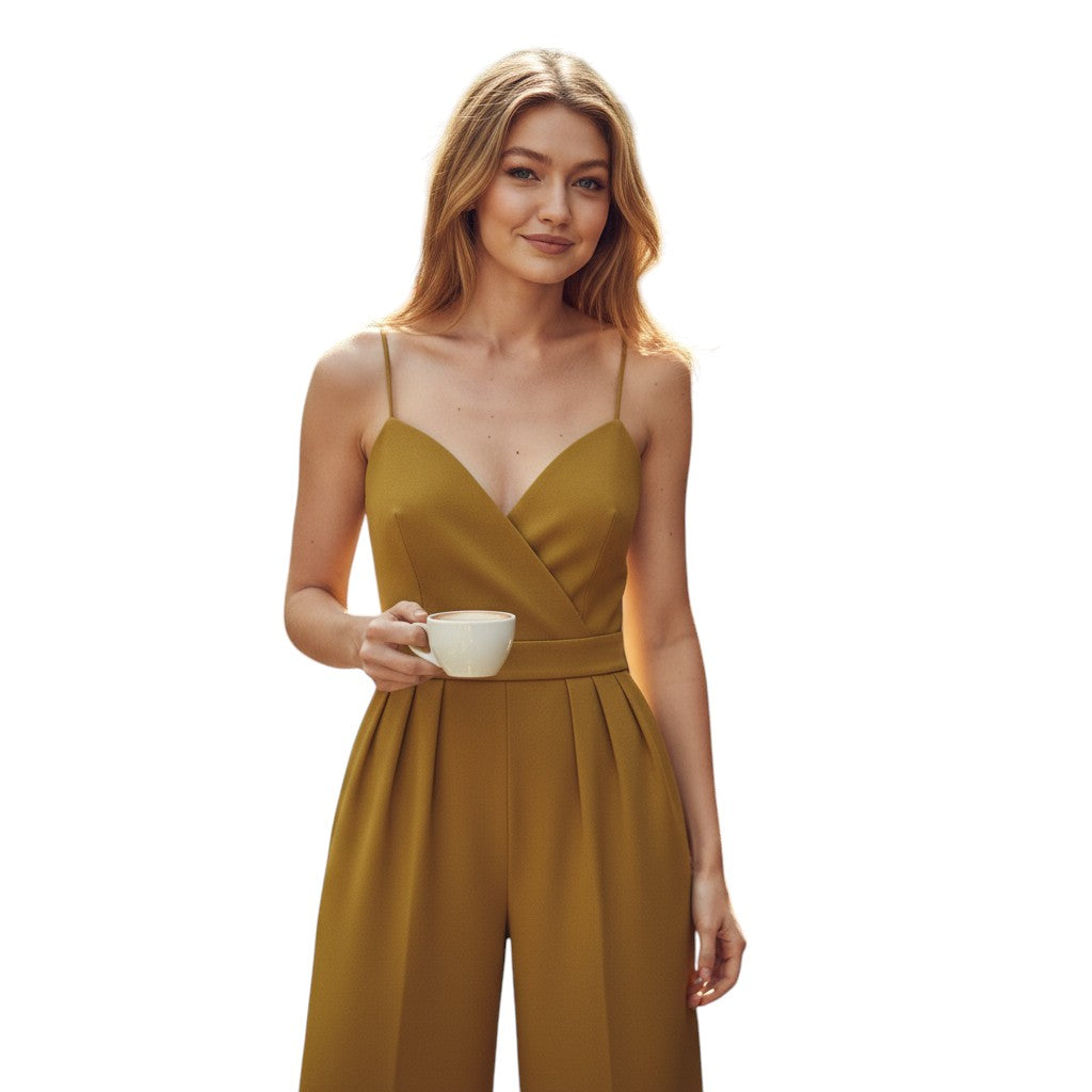 Jumpsuit met Dunne Bandjes en Palazzo Broek