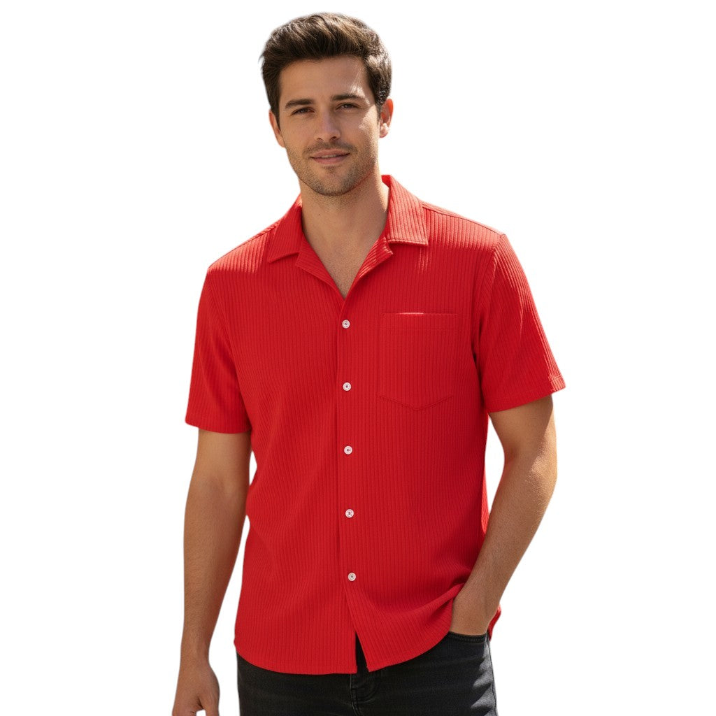 Korte Mouwen Shirt Open Kraag Zomer