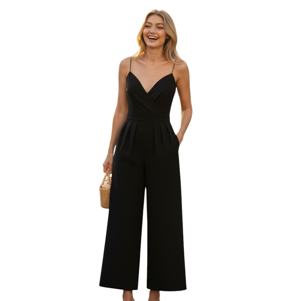 Jumpsuit met Dunne Bandjes en Palazzo Broek